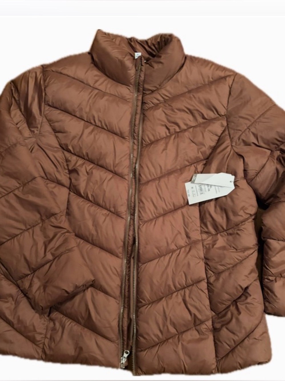 Time & Tru Women's Quilted Puffer Jacket in Warm Brown NWT